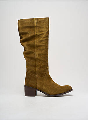 Bottes nubuck talon de 4 à 6cm vert ALIWELL femme