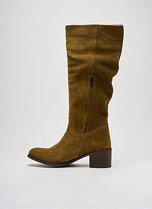 Bottes nubuck talon de 4 à 6cm vert ALIWELL femme