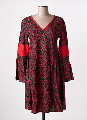 Robe mi-longue imprimé fantaisie manches longues rouge SINOE BY BAMBOO'S femme