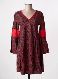 Robe mi-longue imprimé fantaisie manches longues rouge SINOE BY BAMBOO'S femme