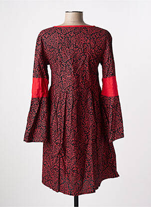 Robe mi-longue imprimé fantaisie manches longues rouge SINOE BY BAMBOO'S femme
