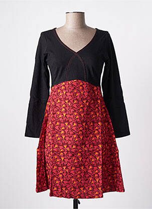 Robe courte coupe évasée manches longues rouge SINOE BY BAMBOO'S femme