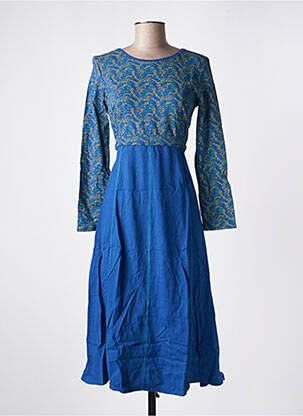 Robe mi-longue imprimé fantaisie manches longues bleu SINOE BY BAMBOO'S femme