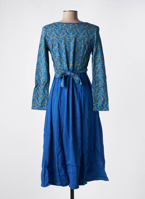 Robe mi-longue imprimé fantaisie manches longues bleu SINOE BY BAMBOO'S femme