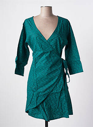 Robe mi-longue imprimé fantaisie manches longues bleu BAMBOO'S femme