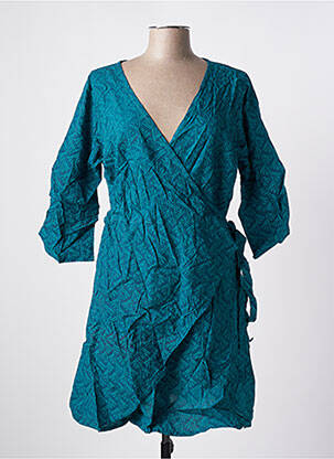 Robe mi-longue imprimé fantaisie manches longues bleu BAMBOO'S femme
