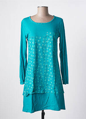 Robe mi-longue imprimé fantaisie manches longues bleu SINOE BY BAMBOO'S femme