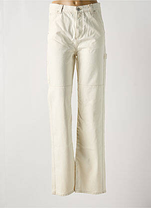 Jeans coupe large poches taille haute beige MNG femme