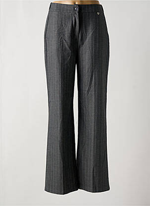 Pantalon large fermeture zippée sous rabat boutonné taille haute gris AMELIE & AMELIE femme