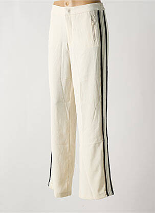 Pantalon large fermeture zippée sous rabat boutonné taille haute beige ONLY femme
