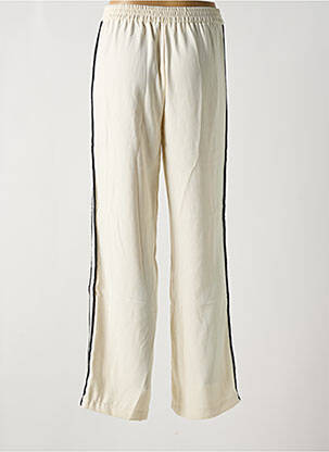Pantalon large fermeture zippée sous rabat boutonné taille haute beige ONLY femme