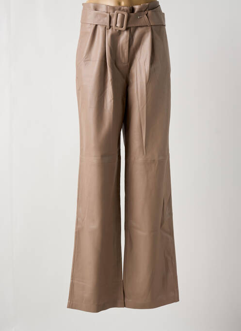 Pantalon large taille à pinces taille haute beige MNG femme