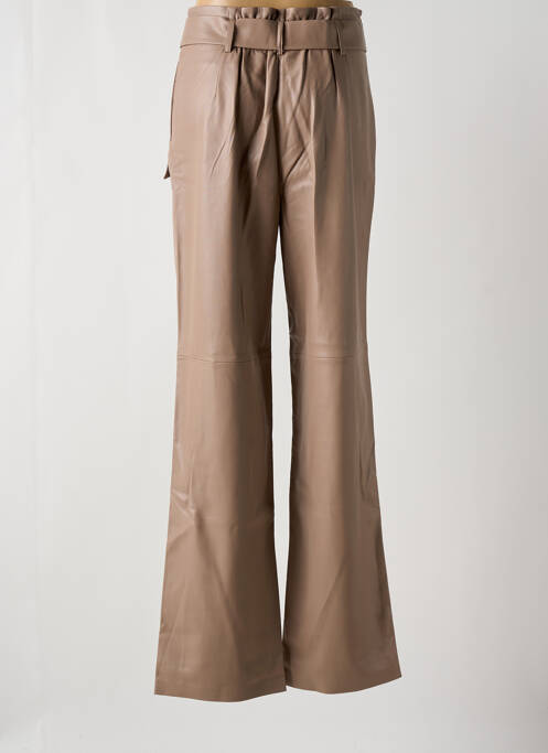 Pantalon large taille à pinces taille haute beige MNG femme