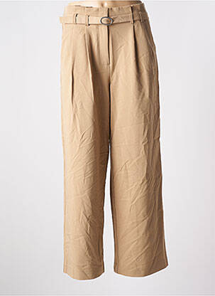 Pantalon large taille à pinces taille haute beige ONLY femme