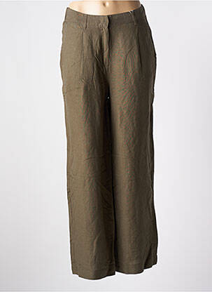 Pantalon large taille à pinces taille haute vert TOM TAILOR femme