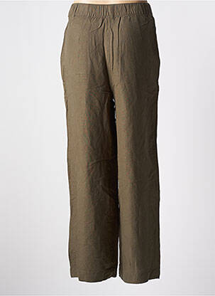 Pantalon large taille à pinces taille haute vert TOM TAILOR femme
