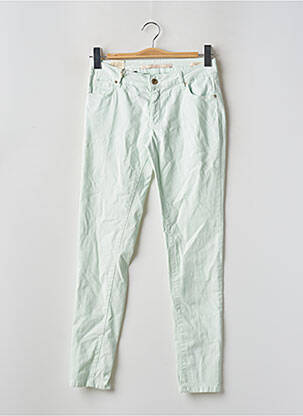 Pantalon slim tissage popeline taille normale vert ZARA femme