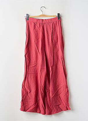 Pantalon large fermeture zip latéral taille haute rouge MANGO femme