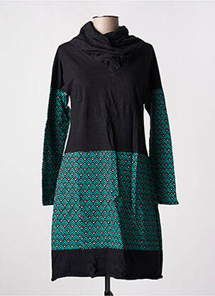 Robe mi-longue imprimé fantaisie manches longues noir SINOE BY BAMBOO'S femme