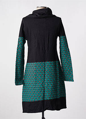 Robe mi-longue imprimé fantaisie manches longues noir SINOE BY BAMBOO'S femme