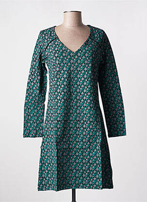 Robe mi-longue imprimé fantaisie manches longues vert SINOE BY BAMBOO'S femme