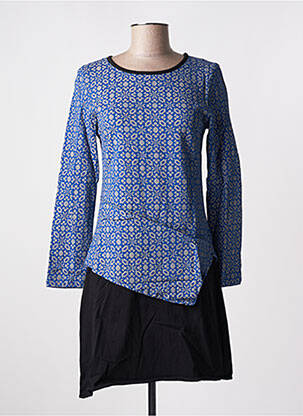 Robe mi-longue imprimé fantaisie manches longues bleu SINOE BY BAMBOO'S femme