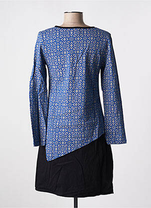 Robe mi-longue imprimé fantaisie manches longues bleu SINOE BY BAMBOO'S femme