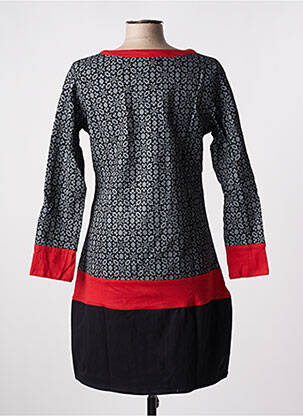 Robe mi-longue imprimé fantaisie manches longues noir SINOE BY BAMBOO'S femme