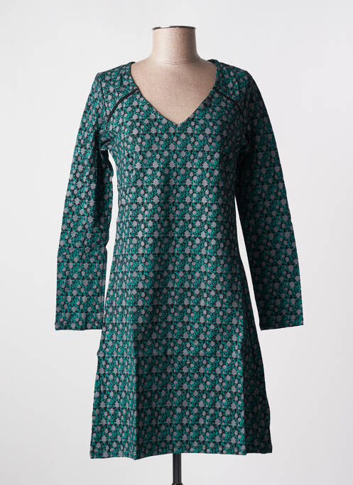 Robe mi-longue imprimé fantaisie manches longues vert SINOE BY BAMBOO'S femme