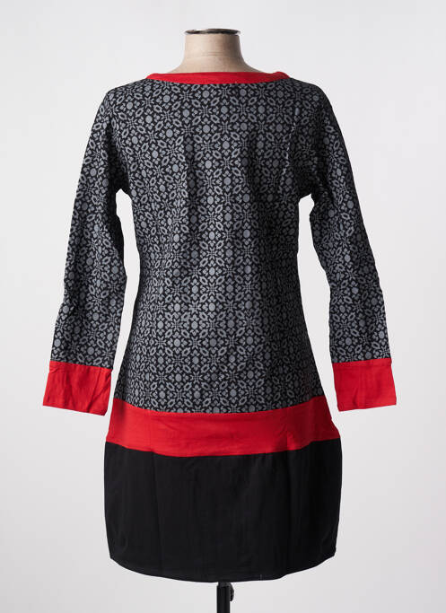 Robe mi-longue imprimé fantaisie manches longues noir SINOE BY BAMBOO'S femme