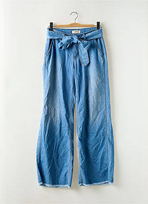 Jeans coupe large délavé taille haute bleu BSB femme