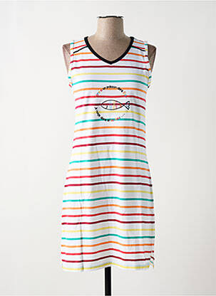 Chemise de nuit imprimé rayures blanc ROSE POMME femme