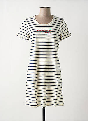 Chemise de nuit imprimé rayures blanc ROSE POMME femme