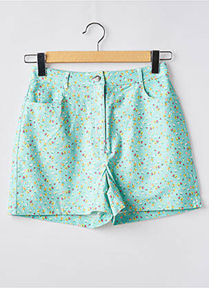 Short fermeture zippée sous rabat boutonné taille haute bleu NAF NAF femme