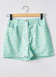 Short fermeture zippée sous rabat boutonné taille haute bleu NAF NAF femme