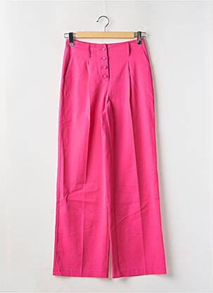 Pantalon large taille à pinces taille haute rose NAF NAF femme
