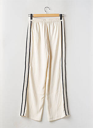 Pantalon large fermeture zippée sous rabat boutonné taille haute beige ONLY femme