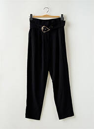 Pantalon droit tissage crêpe taille haute noir MORGAN femme
