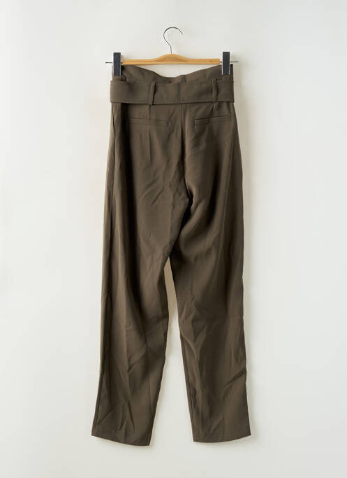 Pantalon droit tissage crêpe taille haute vert MORGAN femme