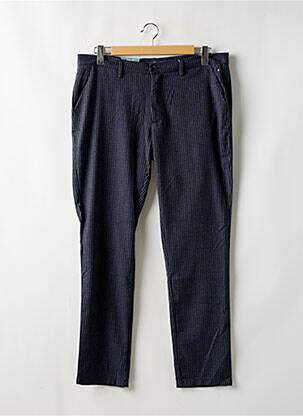 Pantalon chino fermeture zippée sous rabat boutonné taille normale bleu HAZE&FINN femme