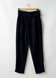 Pantalon droit tissage crêpe taille haute bleu MANGO femme