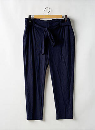 Pantalon chino fermeture zippée sous rabat avec crochet taille haute bleu STREET ONE femme