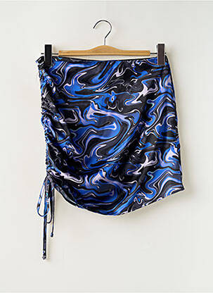 Jupe courte fermeture zip latéral bleu OLGA LEYERS femme