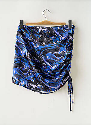 Jupe courte fermeture zip latéral bleu OLGA LEYERS femme