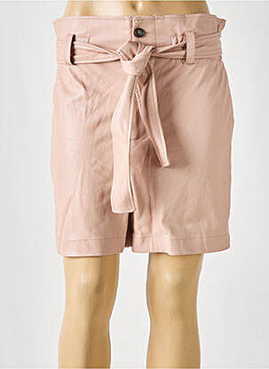 Short tissage simili-cuir taille haute rose MANGO femme