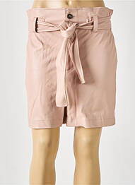 Short tissage simili-cuir taille haute rose MANGO femme
