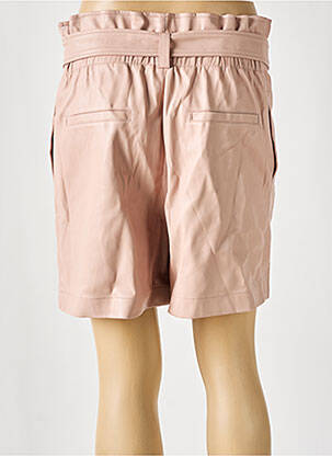 Short tissage simili-cuir taille haute rose MANGO femme