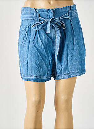 Short tissage denim taille haute bleu SUPERDRY femme