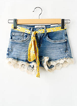Short tissage denim taille basse bleu SUPERDRY femme