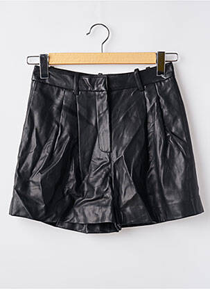 Short tissage simili-cuir taille haute noir MNG femme